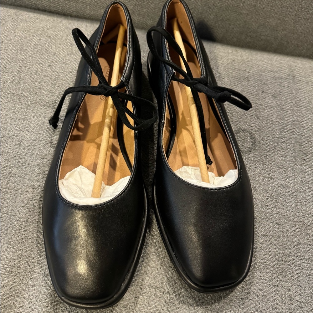 NIB Madewell Black Leather The Normani Lace Up Mary Jane Size 8